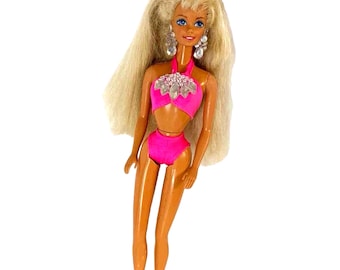 Mattel Barbie Doll Sun Jewel Blonde Blue Eyes Bendable Legs Tan Skin Earrings