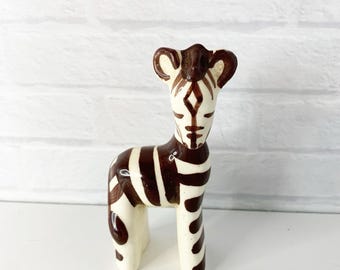 Vintage California Pottery Zebra Brown Cream Walker Potteries Monrovia Rare