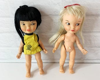 Vintage 1966 Remco Heidi & Jan Pocketbook Dolls 