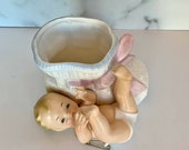 Rare Vintage Planter Upside Down Baby Bootie Shoe By Inarco Nursery Decoration