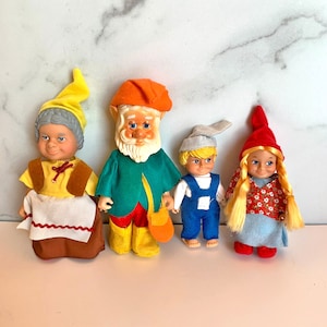 Vintage Eugene Doll Company Gnome Family of Four 1970’s Hong Kong C2