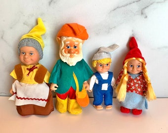 Vintage Eugene Doll Company Gnome Familie von vier 1970 Hong Kong C2