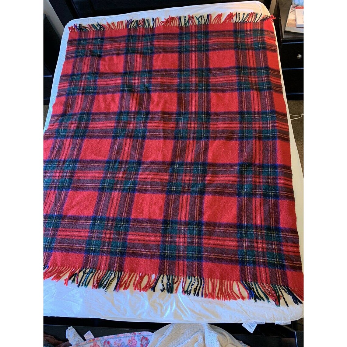 Vtg Red Tartain Plaid Wool Blanket Throw Scotland Royal Etsy