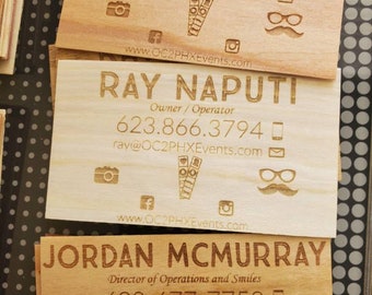 Wood Business Cards - Engraved