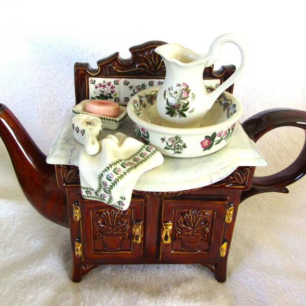 Rare Paul Cardew Portmeirion - Washstand Teapot 11"x9" made in England (Excellent)
