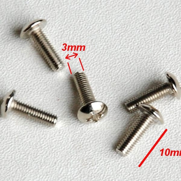 M3 - Ø3mm x 10mm Vis poêlier tête ronde fendue bricolage pour poignée bouton cartonnage