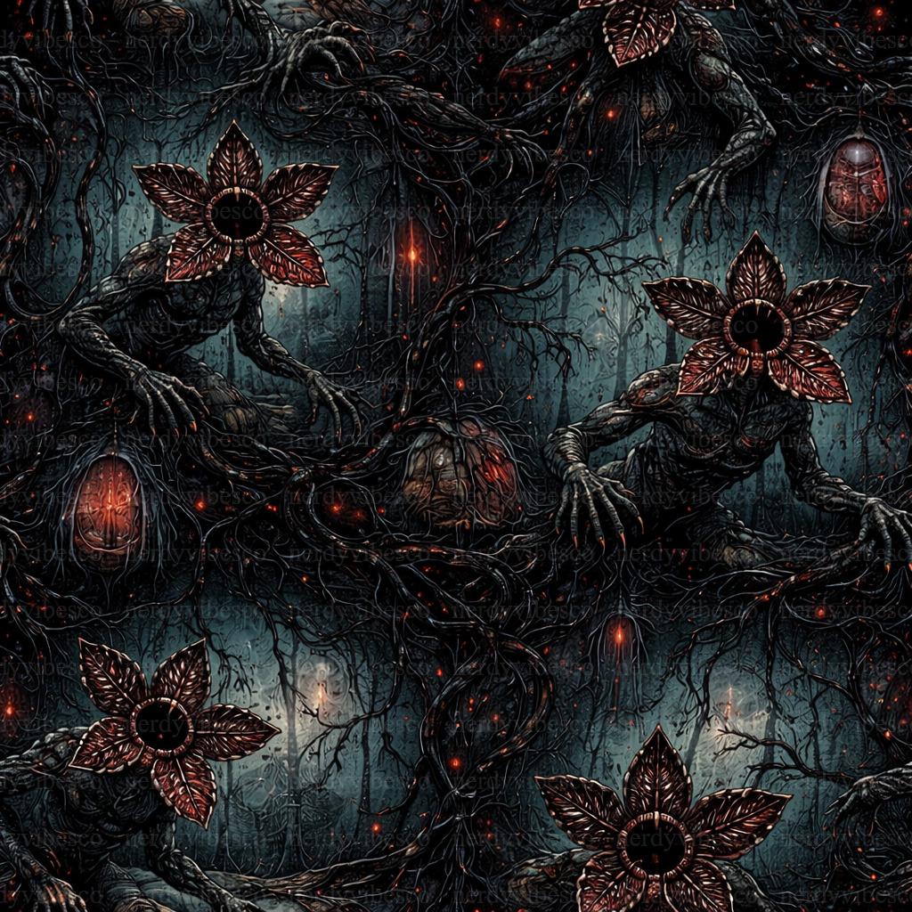 Demogorgan Pattern - Retro Stranger Animal - Seamless Digital Download ...