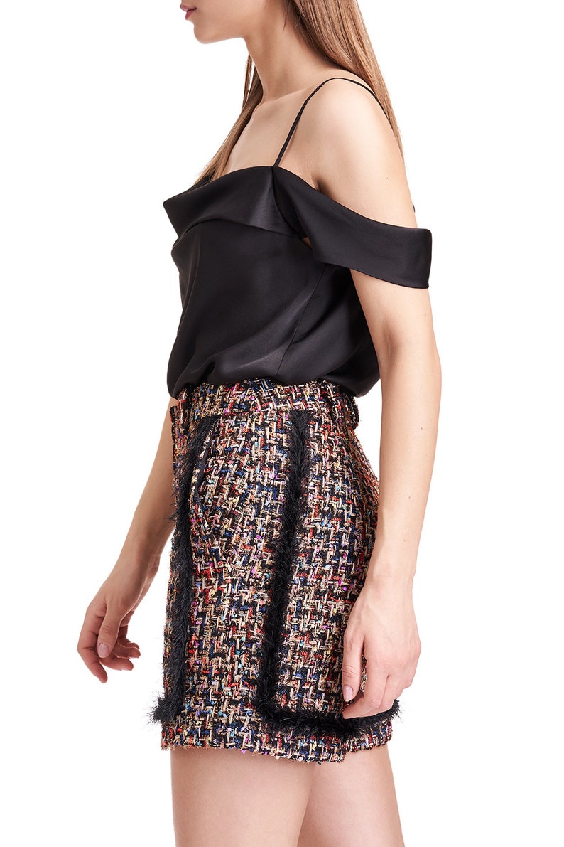 SHAY Embellished Tweed Shorts