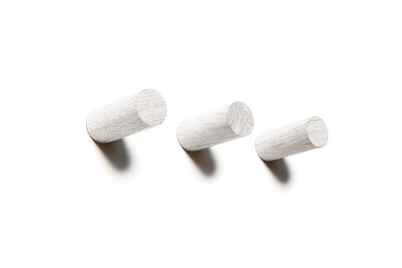 Coat hook Natural Oak Single Hook or Set of 3 White