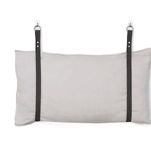 Leather Bench Cushion Strap Headboard Bed Pillow Bracket, Single Strap ONLY - Black