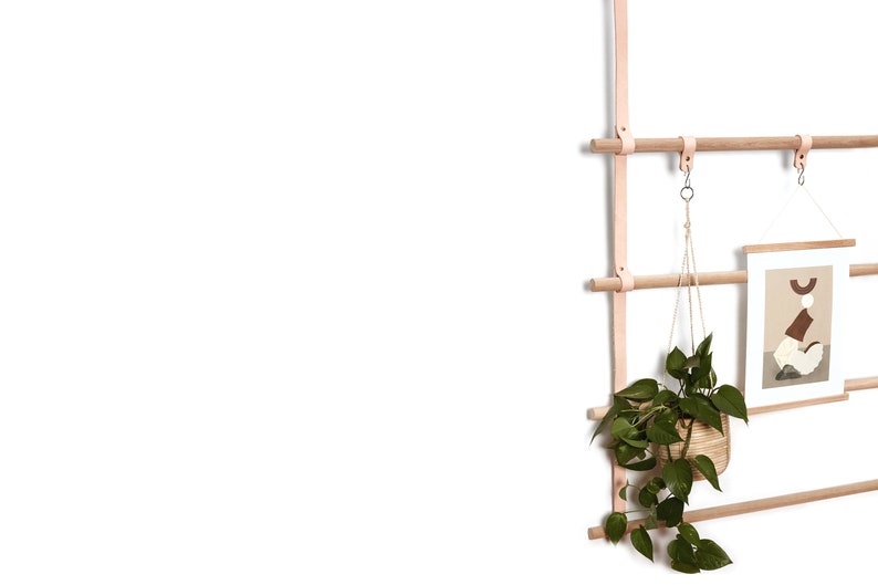 Leather Headboard Oak Ladder Storage by ROAR Studio Etsy UK