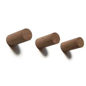 Coat hook Natural Oak Single Hook or Set of 3 Walnut Stain