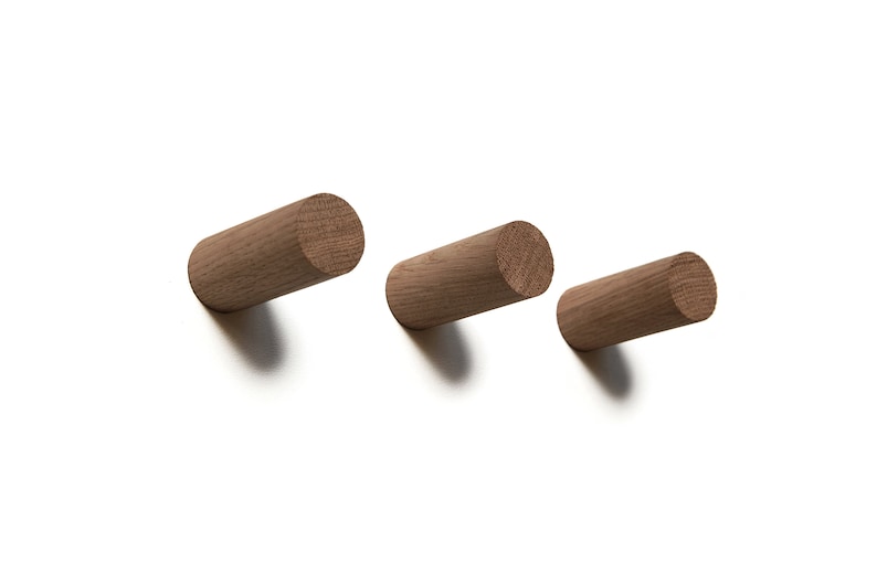 Coat hook Natural Oak Single Hook or Set of 3 Walnut Stain