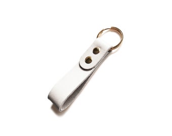 Leather Keyring - White Leather