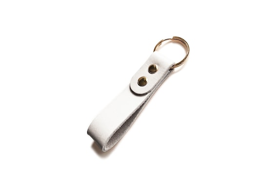 Leather Keyring - White Leather - Etsy