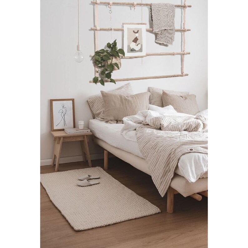 Leather Headboard Oak Ladder Storage by ROAR Studio Etsy UK