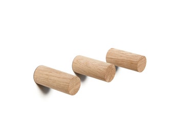 Adhesive Coat hook - Natural Oak (Single Hook or Set of 3)