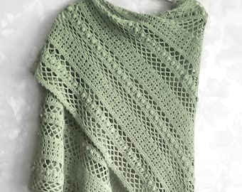 Crochet light-olive alpaca shawl, light-green wool shawl, olive boho shawl, knit olive wool shawl, women's shawl, crochet olive alpaca wrap