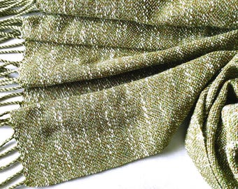 Handwoven olive melange cotton scarf, green cotton scarf, summer scarf, handwoven olive cotton wrap, women's scarf, woven olive cotton stola