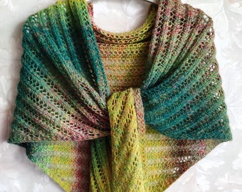 Knitted yellow-green merino shawl, lemon merino baktus, mustard wool shawl, knit merino wrap, yellow-green wrap, winter shawl, women's shawl