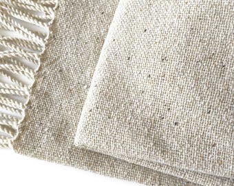 Handwoven beige-grey tweed scarf, ivory merino scarf, handwoven tweed wrap, grey merino wrap, women's scarf, woven grey stola, men's scarf