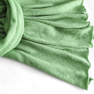 Knitted baby alpaca light-green scarf, women&#39;s scarf, knitted green alpaca wrap, apple green wool scarf, light-green wool stola, men&#39;s scarf