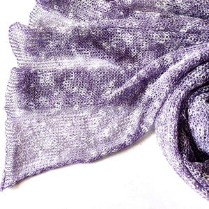 Knitted linen violet scarf, purple linen scarf, summer scarf, boho scarf, women&#39;s scarf, knitted violet linen wrap, knit purple linen stola