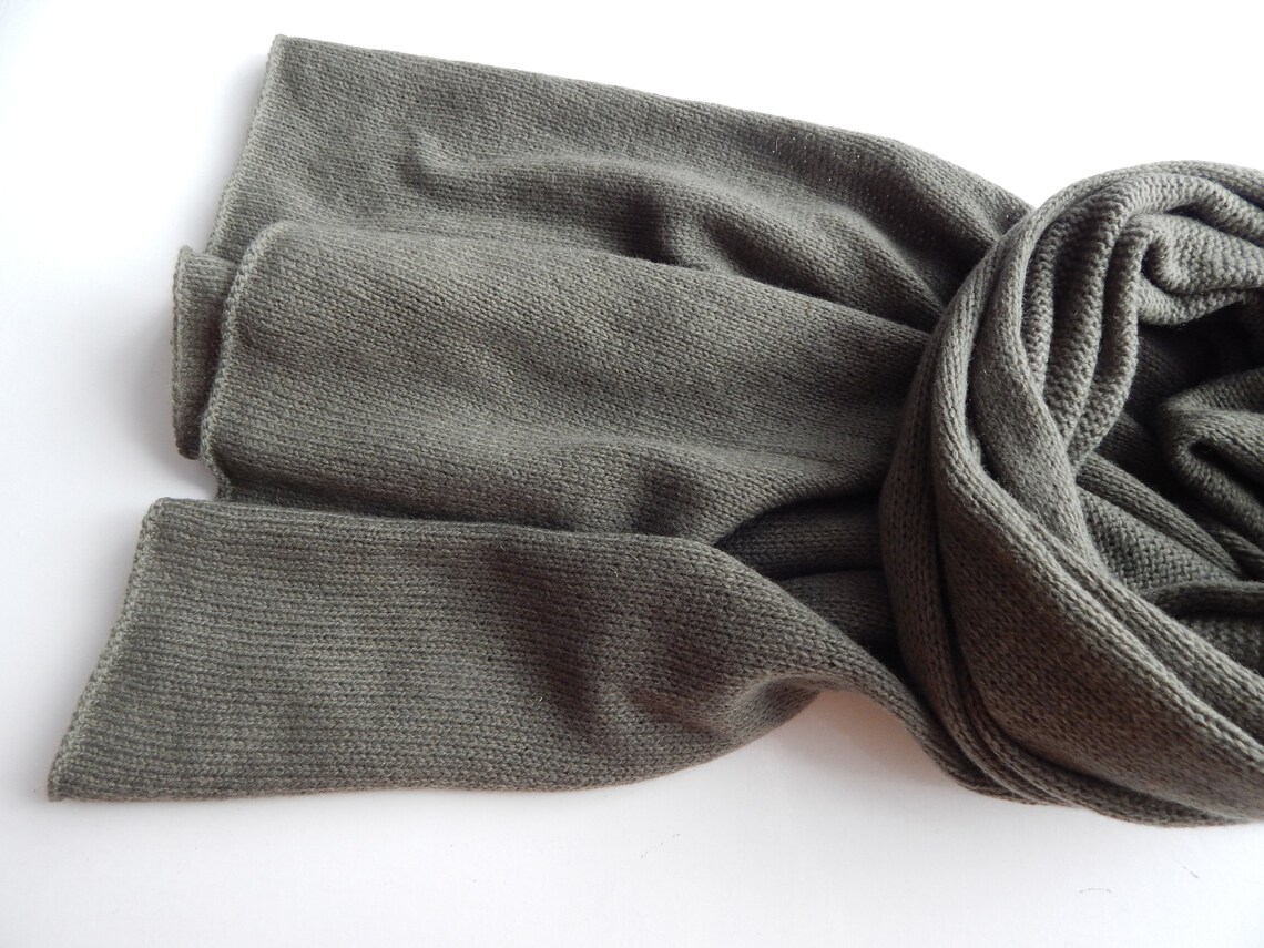 Knitted merino olivegreen scarf men's wool scarf Etsy