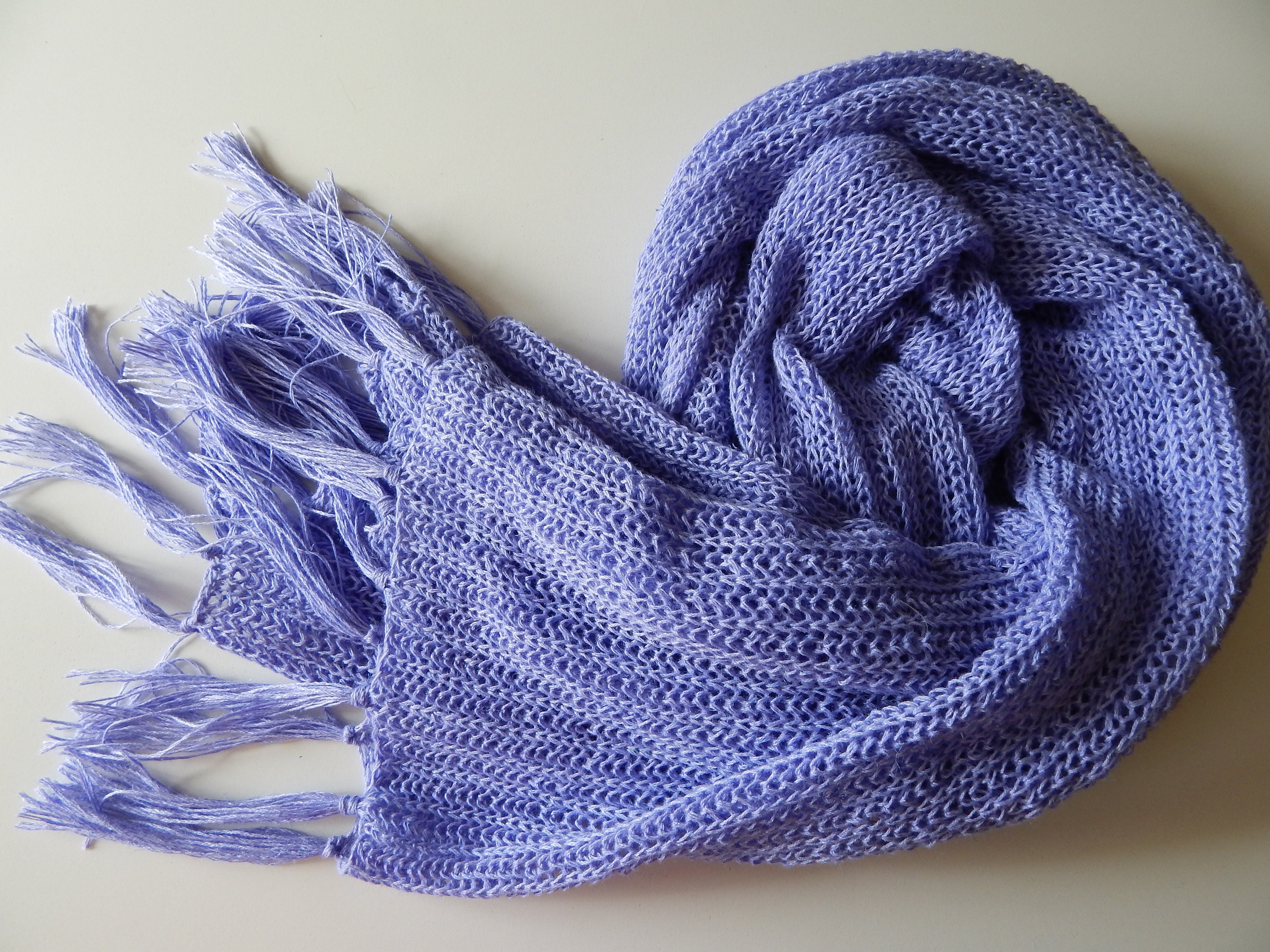 Knitted linen lavender scarf lilac scarf lilac linen wrap | Etsy