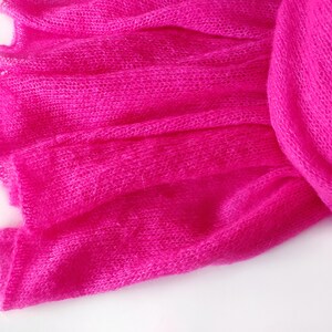 Knitted Kid-mohair Neon Pink Scarf, Bright-pink Scarf, Magenta Lace ...