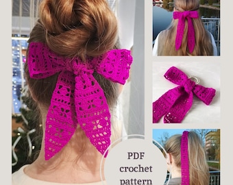 Patrón PDF de cinta de ganchillo para el cabello, tutorial de ganchillo para diadema, patrón de ganchillo para lazo de cabello, cinta para el cabello de mujer, patrón PDF de ganchillo para cinta de encaje