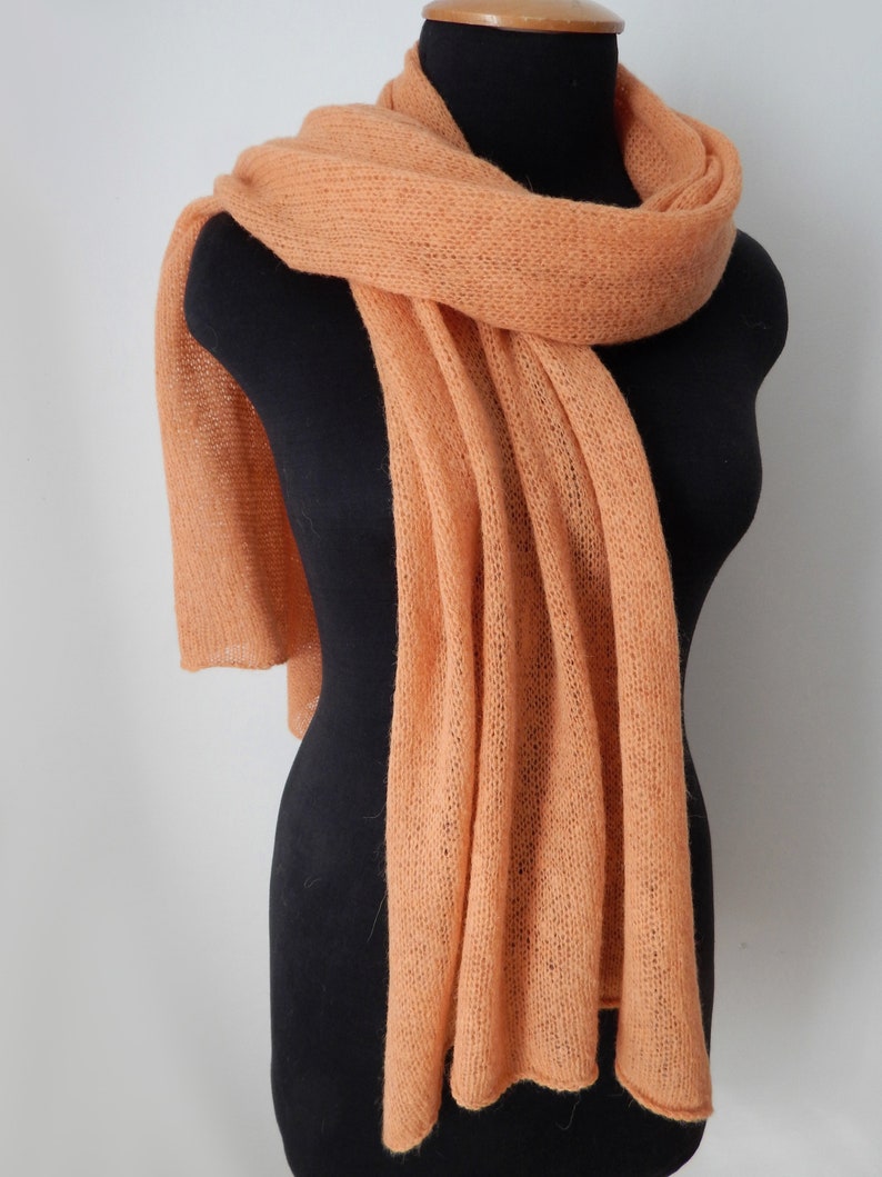 Knitted baby alpaca lightorange scarf women's scarf Etsy