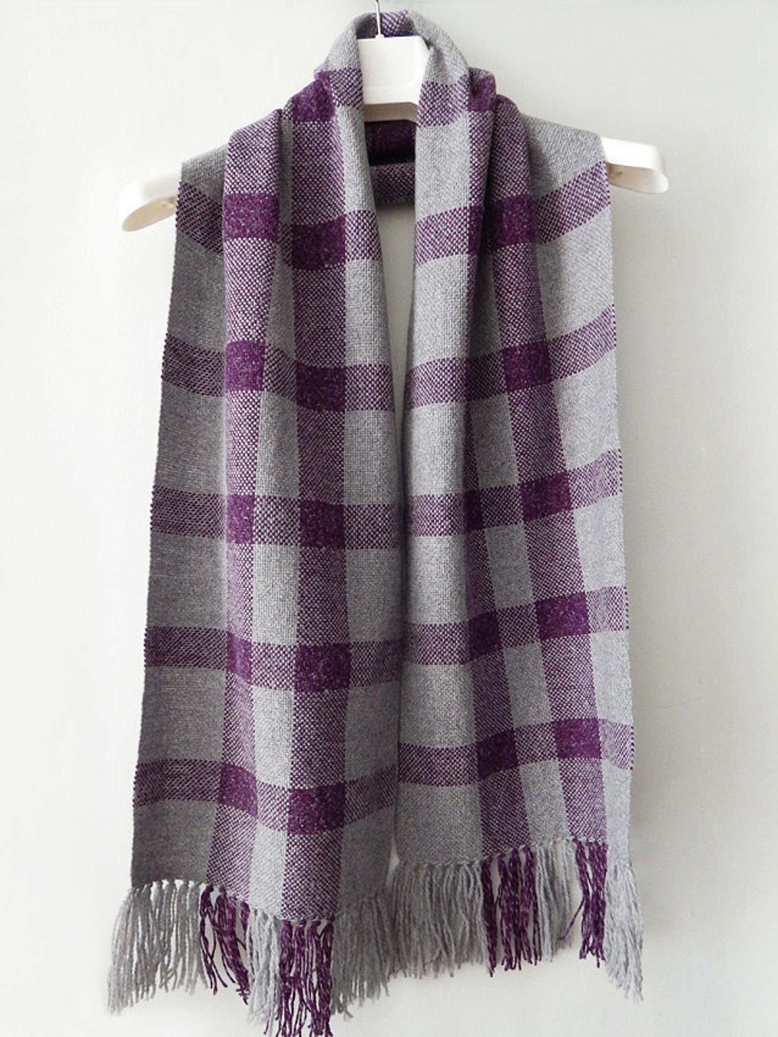 Woven greyviolet plaid alpaca scarf women's scarf Etsy