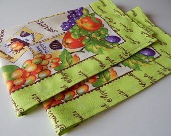 Cotton 2 towels dish towels set of 2 towels, kitchen towel set, hand towel, cotton tea towels, natural towels, fruits towel, green towel