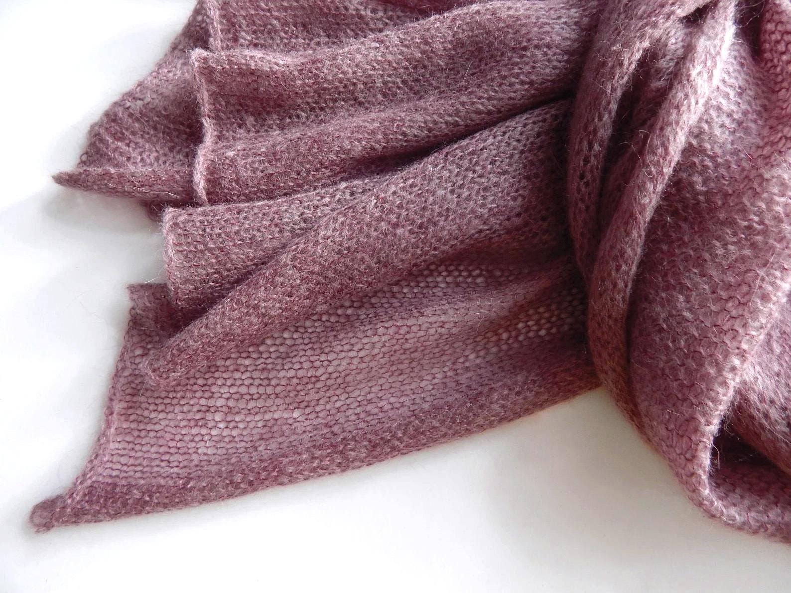 Knitted Kid-mohair Dusty Rose Scarf, Tea Rose Scarf, Women's