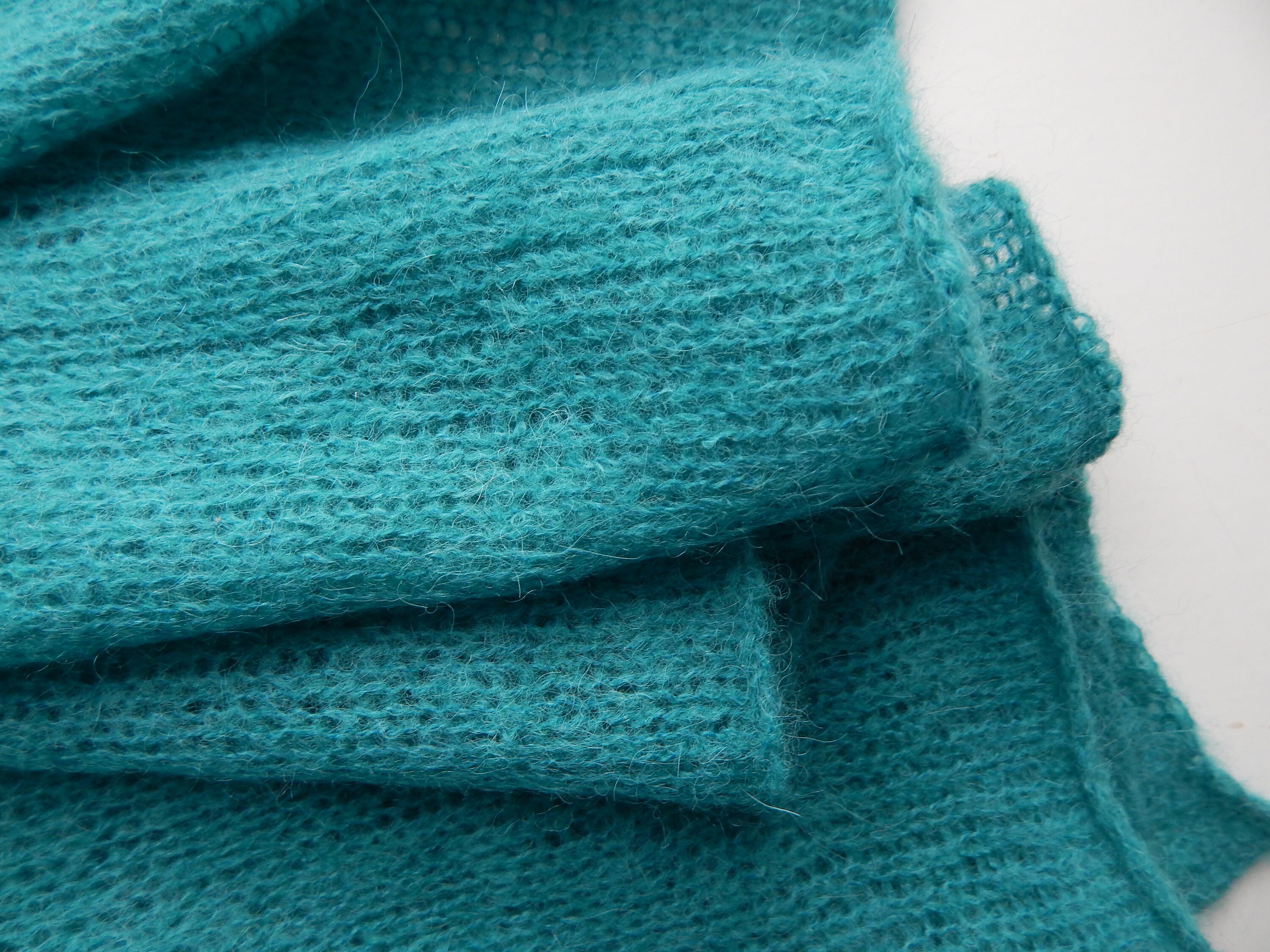 Knitted baby alpaca green turquoise scarf women's lace | Etsy