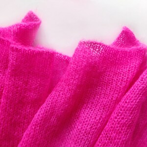 Knitted Kid-mohair Neon Pink Scarf, Bright-pink Scarf, Magenta Lace ...