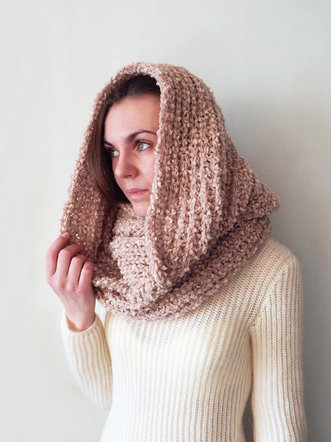 Knitted powder merino snood women's wool snood | Etsy