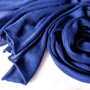 Knitted cotton blue scarf, cornflower lace scarf, summer scarf, knit blue cotton wrap, knit cotton stola, women&#39;s scarf,  blue cotton stola