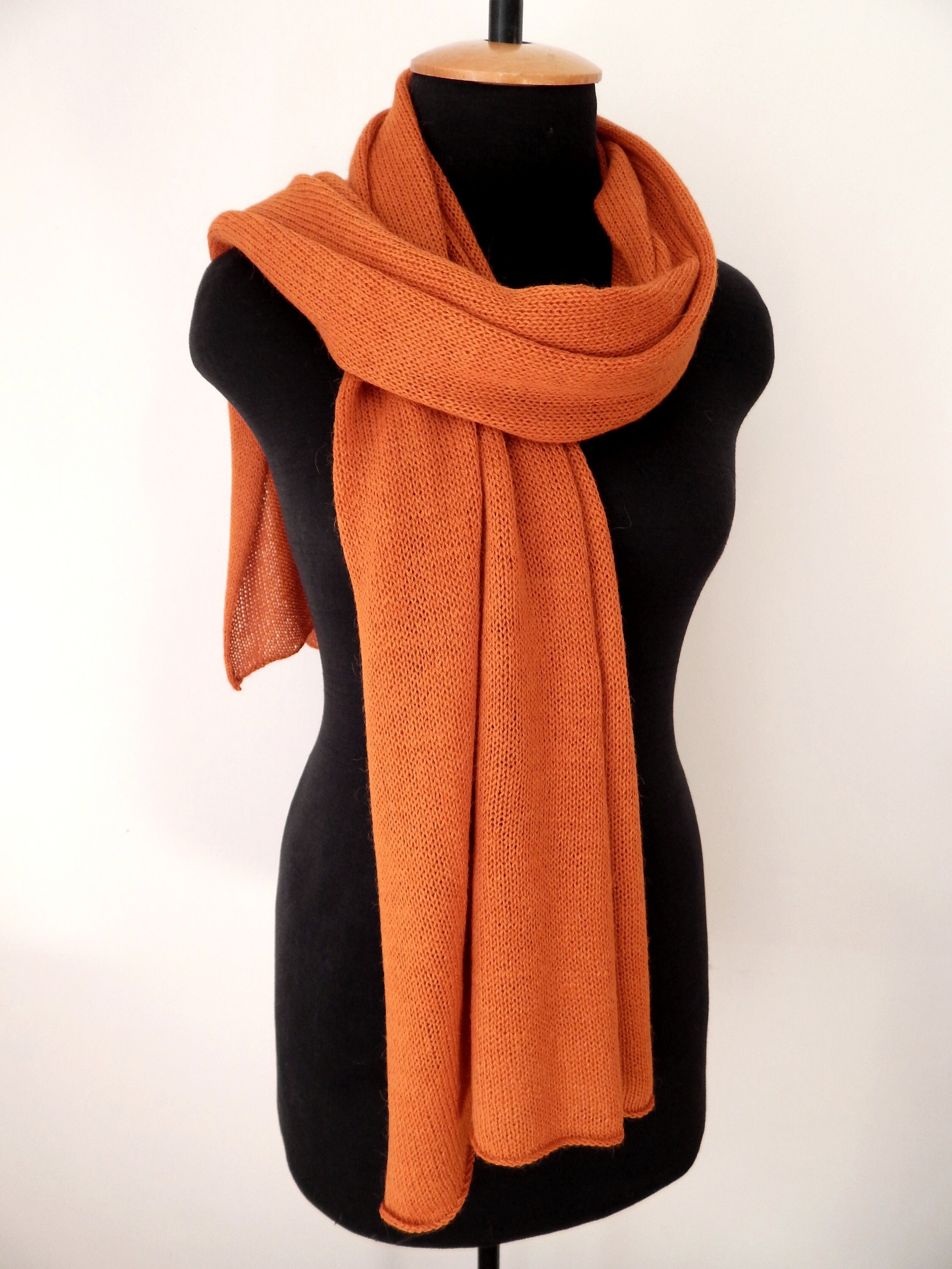 Knitted terracotta alpaca scarf orange merino scarf Etsy