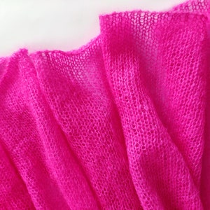 Knitted Kid-mohair Neon Pink Scarf, Bright-pink Scarf, Magenta Lace ...