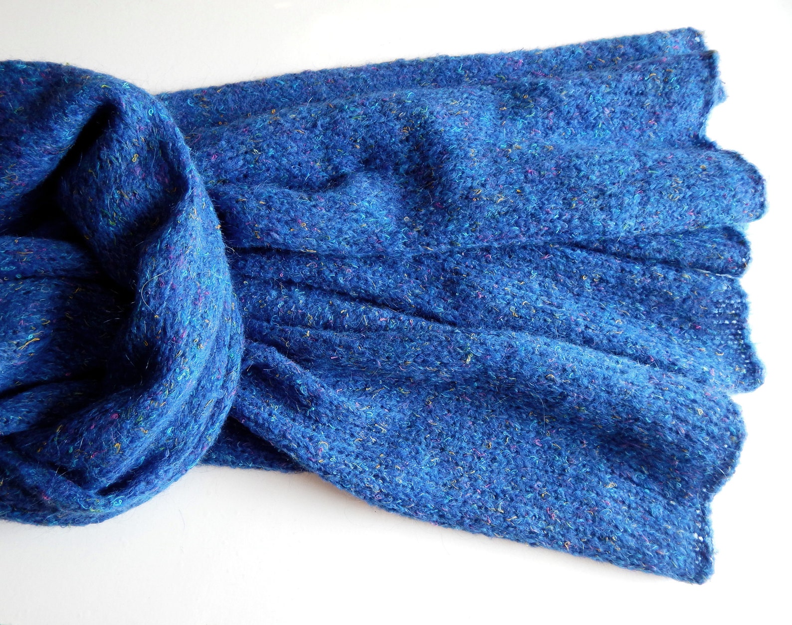 Knitted mohair brightblue scarf ultramarine mohair scarf Etsy