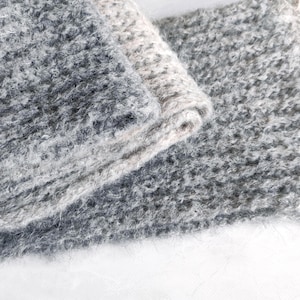 Knitted baby alpaca grey melange scarf, grey-beige merino scarf, winter scarf, knit alpaca wrap, grey wool wrap, women&#39;s scarf, men&#39;s scarf