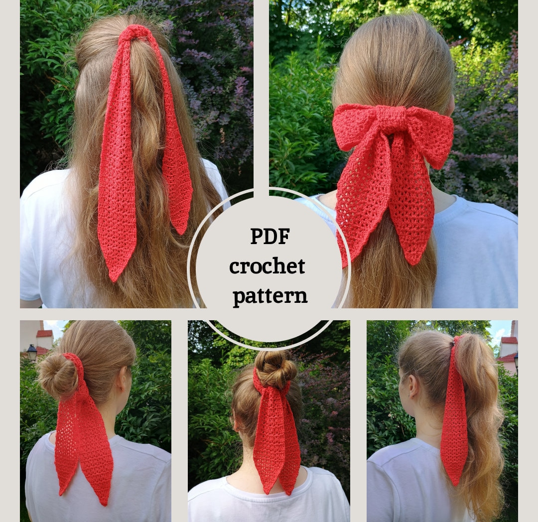 Free Crochet Ribbon Patterns.pdf Hair Ribbon PDF Crochet Pattern, Hair Bow Crochet Pattern, Women's Hair ...