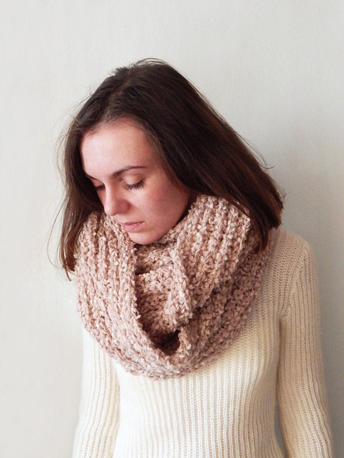 Knitted powder merino snood women's wool snood Etsy