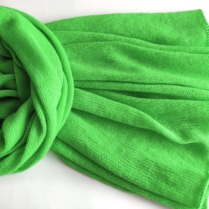 Knitted baby alpaca neon green scarf, lime merino scarf, women&#39;s scarf, knitted alpaca wrap, bright-green merino wrap, green alpaca stola