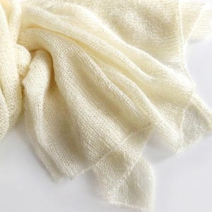 Knitted kid-mohair cream scarf, champagne lace scarf, light-yellow scarf, knitted cream mohair stola, women&#39;s scarf, knit cream mohair wrap