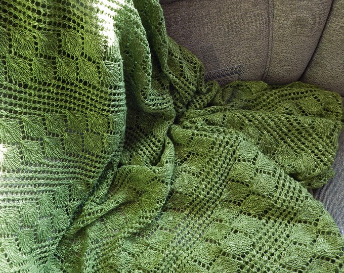 Knitted Linen Blanket Green Blanket Linen Sofa Throw Etsy