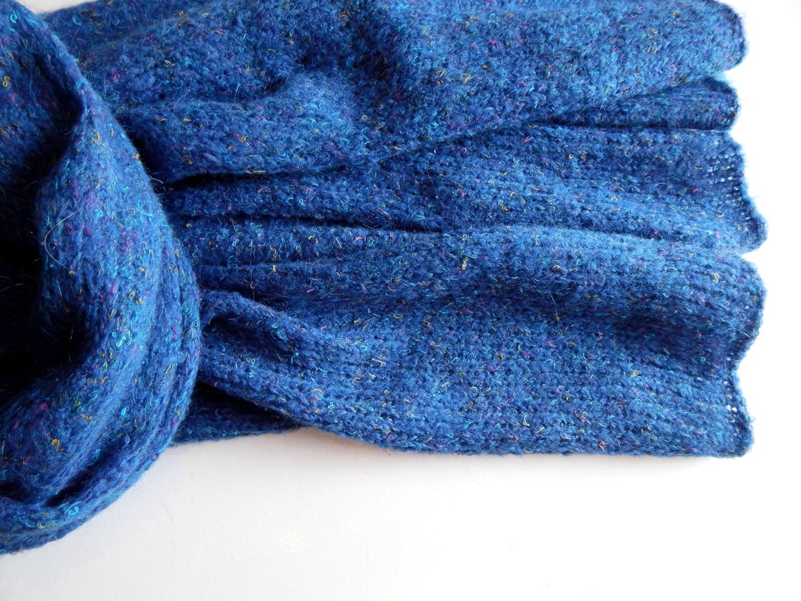 Knitted mohair brightblue scarf ultramarine mohair scarf Etsy