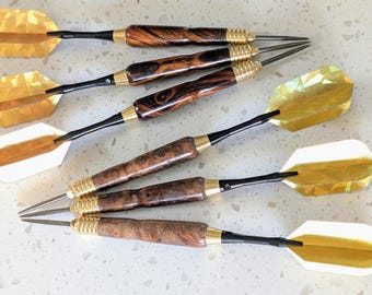 Hand Crafted Ebony Burl and Desert Ironwood Burl Wood Game Darts Accents